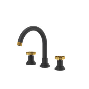 ROHL Campo™ Widespread Lavatory Faucet With C-Spout In Matte Black/Unlacqrd Brass