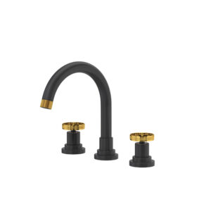 ROHL Campo™ Widespread Lavatory Faucet With C-Spout In Matte Black/Unlacqrd Brass
