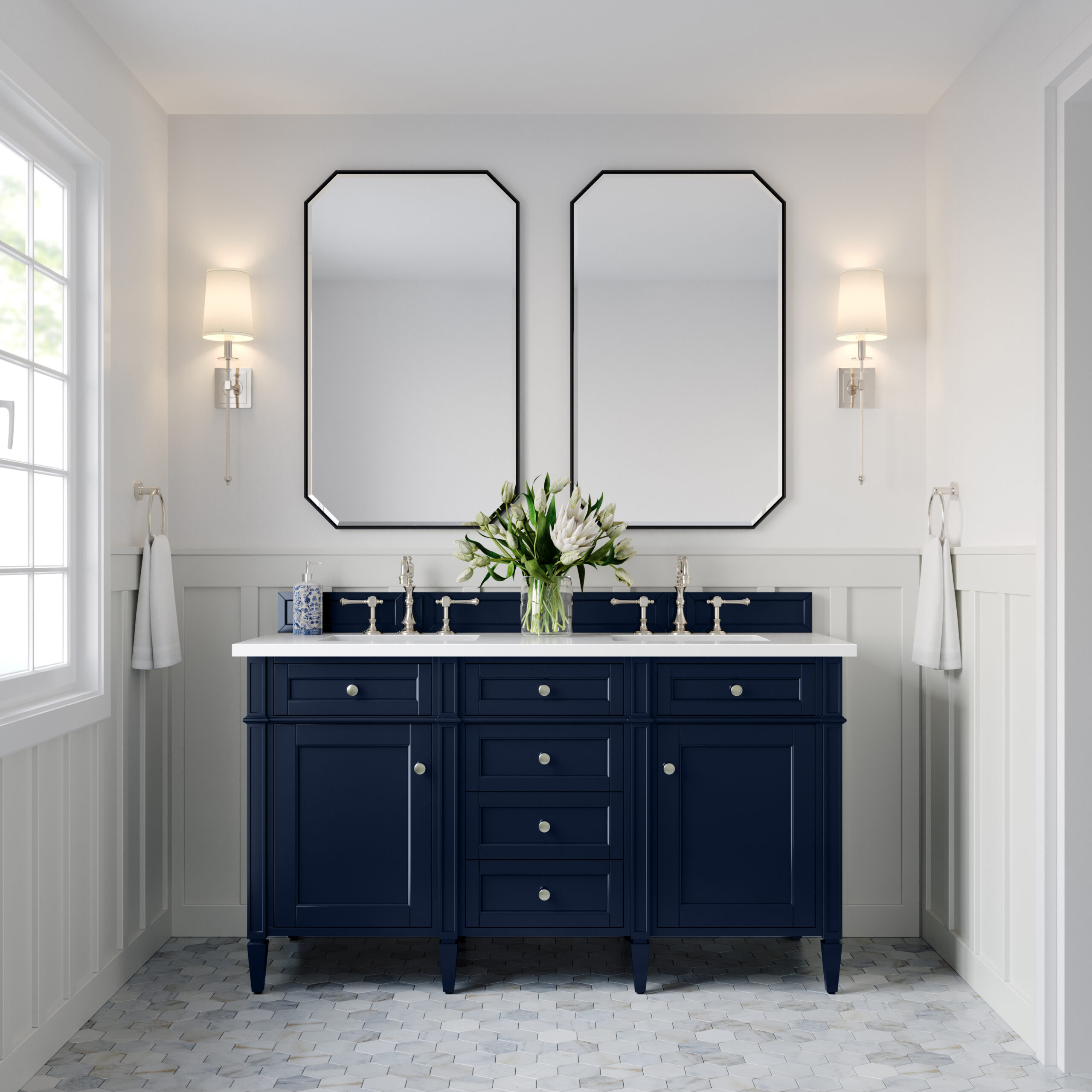 Brittany 60" Double Vanity, Victory Blue