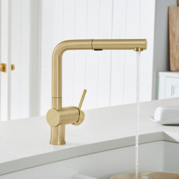 Blanco Linus Low Arc Pull-Out Dual-Spray Kitchen Faucet 1.5 GPM - Satin Gold - Image 5