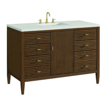 Myrrin 48" Vanity, Mid Century Walnut w/ 3 CM Lime Delight Quartz Top - Image 6