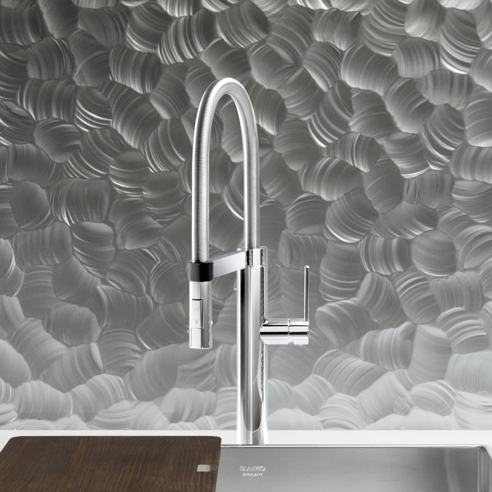 Blanco Blancoculina Semi-Pro Pull-Down Dual-Spray Kitchen Faucet 1.8 GPM - Chrome - Image 7