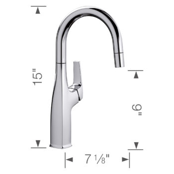 Blanco Rivana Pull-Down Bar Faucet 1.5 GPM - Chrome - Image 3