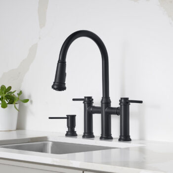 Blanco Empressa Pull-Down Dual-Spray Bridge Faucet 1.5 GPM - Matte Black - Image 2