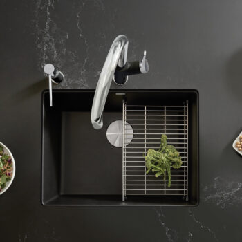 Blanco Precis SILGRANIT 24" Single Bowl Undermount Kitchen Sink - Coal Black - Image 3