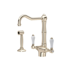 ROHL Acqui® Two Handle Kitchen Faucet With Side Spray In Satin Nickel