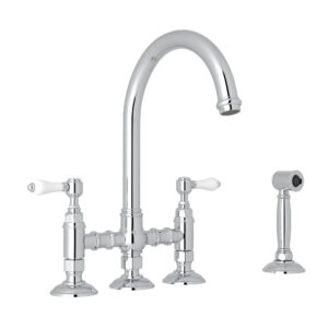 ROHL San Julio® Bridge Kitchen Faucet With Side Spray In Polished Chrome