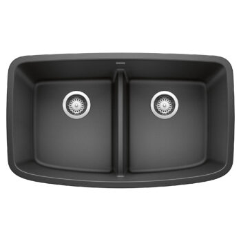 Blanco Valea SILGRANIT 32" 50/50 Double Bowl Undermount Kitchen Sink with Low Divide - Anthracite