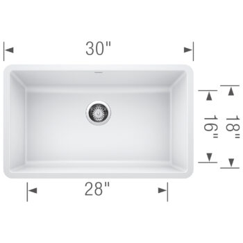 Blanco Precis SILGRANIT 30" Single Bowl Undermount Kitchen Sink - White - Image 4