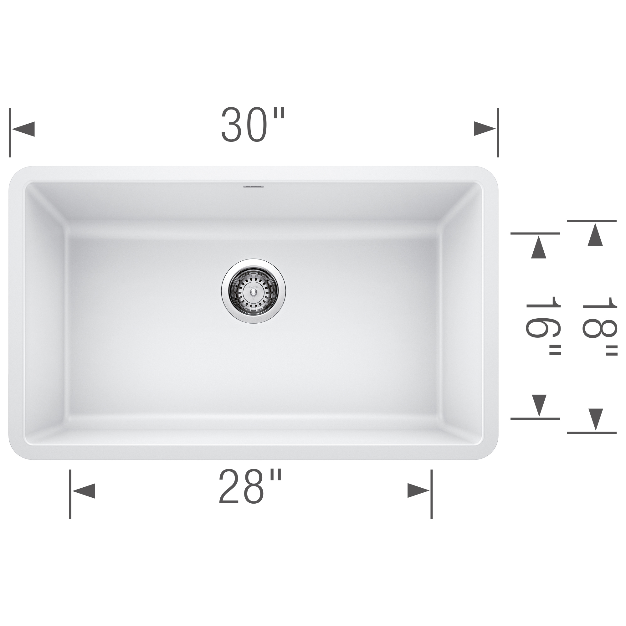 Blanco Precis SILGRANIT 30" Single Bowl Undermount Kitchen Sink - White - Image 4