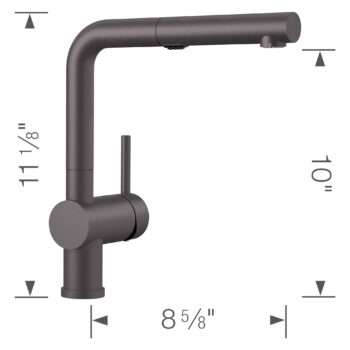Blanco Linus Low Arc Pull-Out Dual-Spray Kitchen Faucet 1.5 GPM - Cinder - Image 4