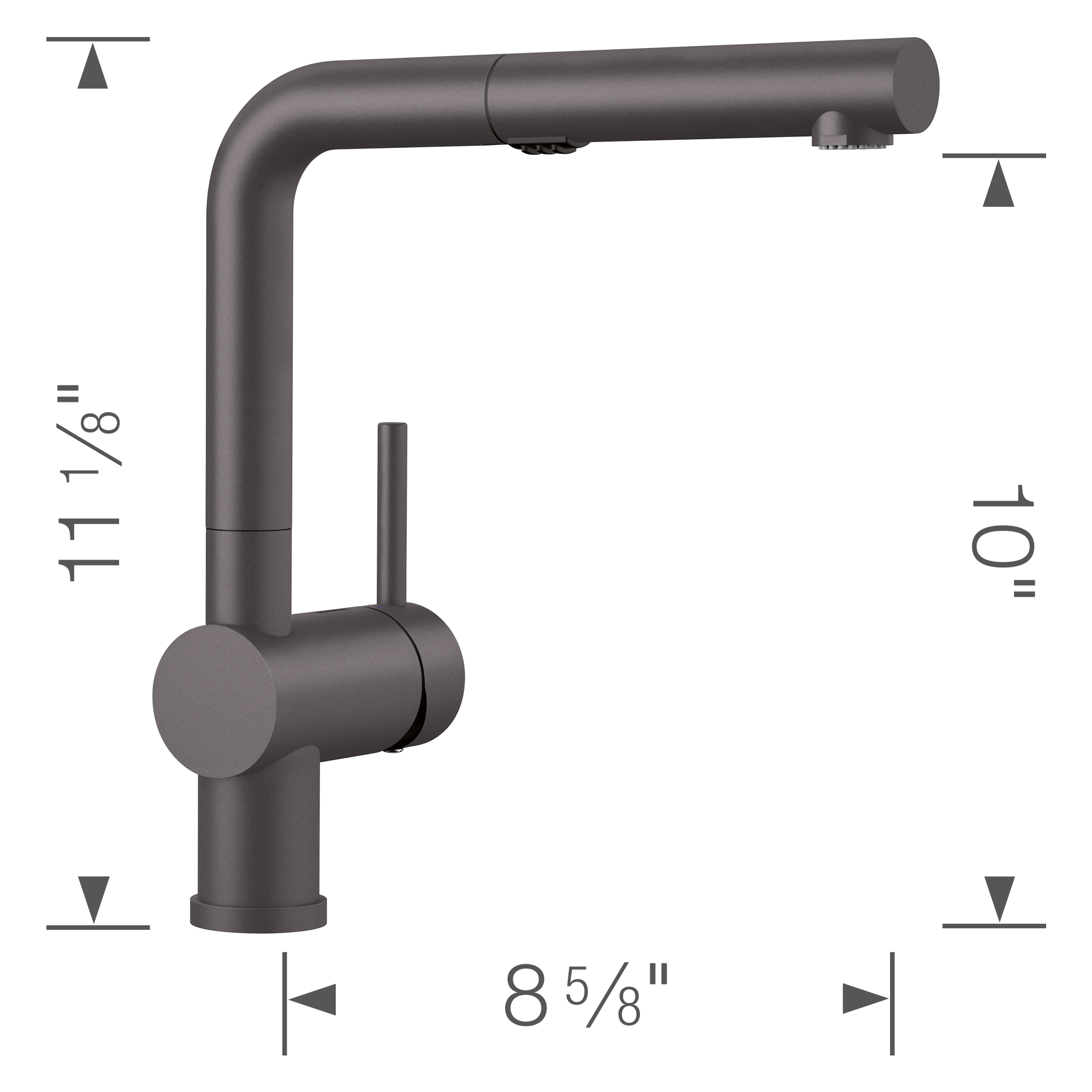 Blanco Linus Low Arc Pull-Out Dual-Spray Kitchen Faucet 1.5 GPM - Cinder - Image 4