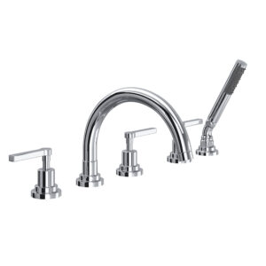 ROHL Lombardia® 5-Hole Deck Mount Tub Filler With C-Spout In Polished Chrome