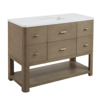 Lucian 48" Single Vanity, Pebble Oak w/ 3 CM White Zeus Quartz Top - Image 5