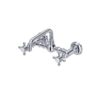 ROHL Acqui® Wall Mount Bridge Lavatory Faucet With U-Spout In Polished Chrome