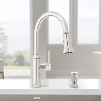Blanco Empressa High Arc Pull-Down Dual-Spray Kitchen Faucet 1.5 GPM - Polished Nickel - Image 3