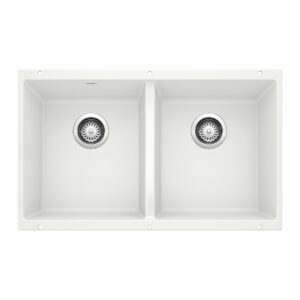 Blanco Precis SILGRANIT 29″ 50/50 Double Bowl Undermount Kitchen Sink – White