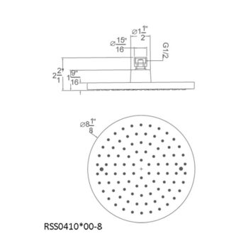 Dawn® Single Function 8" Round Rain Showerhead, Chrome - Image 2