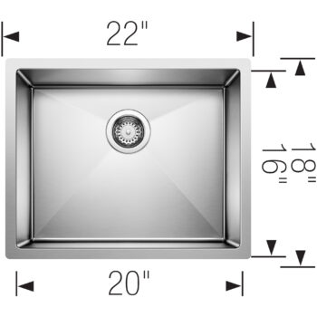 Blanco Precision R10 22" Single Bowl Undermount Stainless Steel Kitchen Sink - Image 3