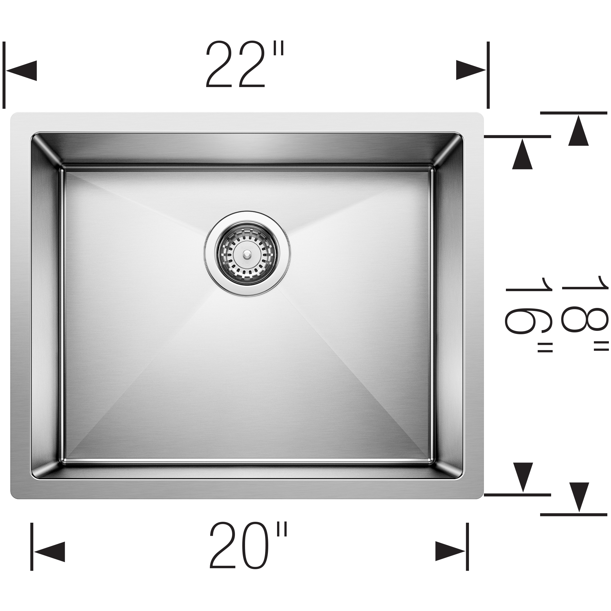 Blanco Precision R10 22" Single Bowl Undermount Stainless Steel Kitchen Sink - Image 3