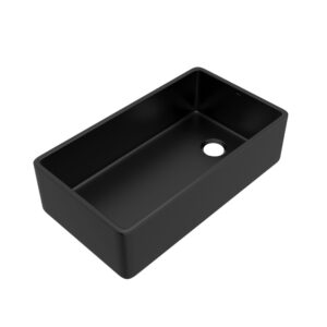 ROHL Allia™ 36″ Fireclay Single Bowl Farmhouse Apron Front Kitchen Sink In Satin Black