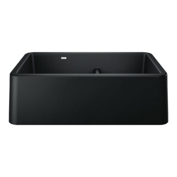 Blanco Ikon SILGRANIT 33" Double Bowl Apron-Front Farmhouse Sink with Low Divide - Coal Black