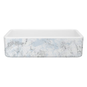 Shaws Lancaster™ 36" Single Bowl Farmhouse Apron Front Fireclay Kitchen Sink With Patina Design In Patina Blue/Silver