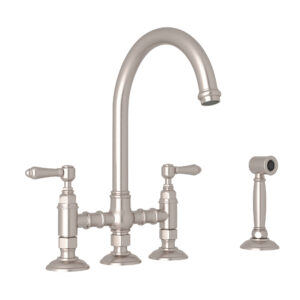 ROHL San Julio® Bridge Kitchen Faucet With Side Spray In Satin Nickel