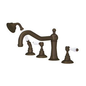 ROHL Acqui® 4-Hole Deck Mount Tub Filler In Tuscan Brass