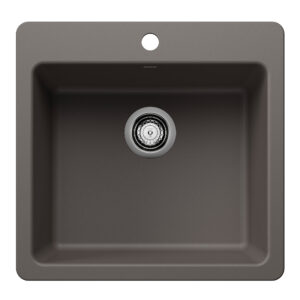 Blanco Liven SILGRANIT 21″ Single Bowl Dual Mount Kitchen Sink – Volcano Gray