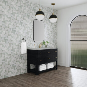 Lucian 48" Single Vanity, Carbon Oak w/ 3 CM Victorian Silver Quartz Top - Image 4