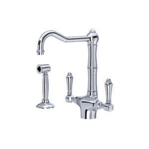 ROHL Acqui® Two Handle Kitchen Faucet With Side Spray In Polished Chrome