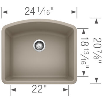 Blanco Diamond SILGRANIT 24" Single Bowl Undermount Kitchen Sink - Truffle - Image 3