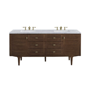 Amberly 72" Double Vanity, Mid-Century Walnut