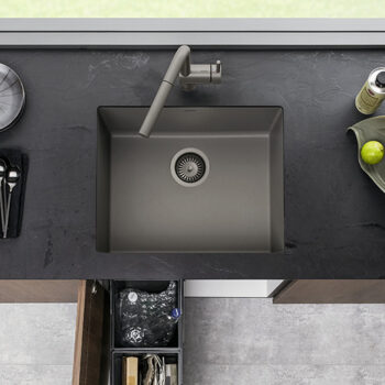 Blanco Precis SILGRANIT 24" Single Bowl Undermount Kitchen Sink - Volcano Gray - Image 2