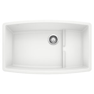 Blanco Performa Cascade SILGRANIT 32″ Single Bowl Undermount Kitchen Sink with Colander – White