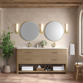 Lucian 72" Double Vanity, Pebble Oak w/ 3 CM White Zeus Quartz Top - Image 2
