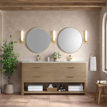 Lucian 72" Double Vanity, Pebble Oak w/ 3 CM Victorian Silver Quartz Top - Image 2