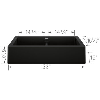 Blanco Vintera SILGRANIT 33" Double Bowl Apron-Front Farmhouse Sink - Coal Black - Image 3