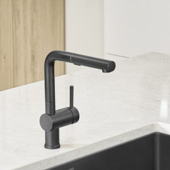 Blanco Linus Low Arc Pull-Out Dual-Spray Kitchen Faucet 1.5 GPM - Anthracite - Image 3
