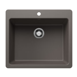 Blanco Liven SILGRANIT 25″ Single Bowl Dual Mount Kitchen Sink – Volcano Gray
