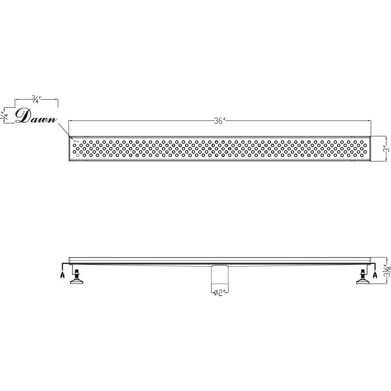 Dawn® Rhone River Series - Linear Shower Drain 36"L In Polished satin - Image 2