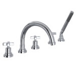 ROHL Lombardia® 5-Hole Deck Mount Tub Filler With C-Spout In Polished Chrome