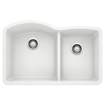 Blanco Diamond SILGRANIT 32" 60/40 Double Bowl Undermount Kitchen Sink - White