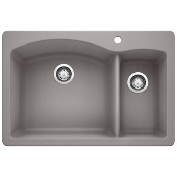 Blanco Diamond SILGRANIT 33" 70/30 Double Bowl Dual Mount Kitchen Sink - Metallic Gray