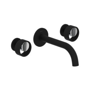 ROHL Eclissi™ Wall Mount Lavatory Faucet Trim With C-Spout In Matte Black/Polished Chrome