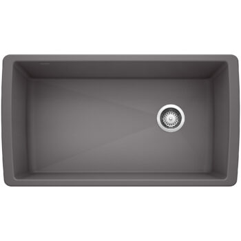 Blanco Diamond SILGRANIT 33" Super Single Undermount Kitchen Sink - Cinder