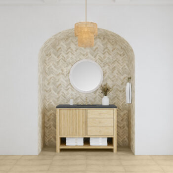 Marigot Single 48" Single Vanity, Sunwashed Oak w/ 3 CM Charcoal Soapstone Quartz Top - Image 2