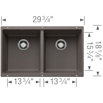Blanco Precis SILGRANIT 29" 50/50 Double Bowl Undermount Kitchen Sink - Volcano Gray - Image 3