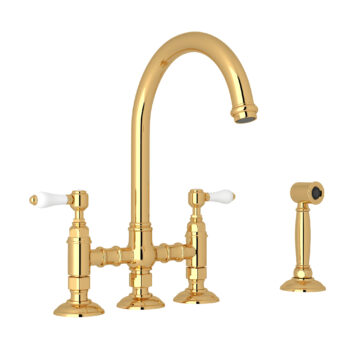ROHL San Julio® Bridge Kitchen Faucet With Side Spray In Italian Brass